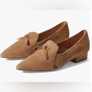 Cole Haan Viola Skimmer Tan Suede Pointed Loafers with Knot Detail Size 8